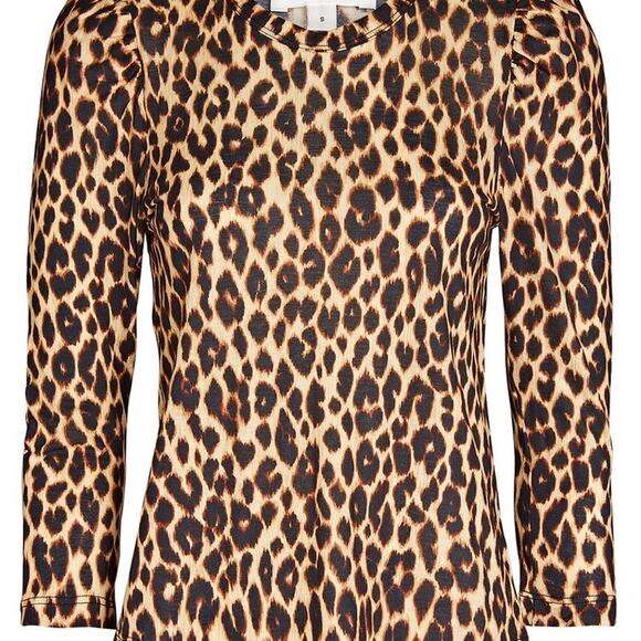 A.L.C. Karlie Leopard Print Puff-Sleeve T-Shirt‎ Size XS New with Tags - Picture 6 of 9